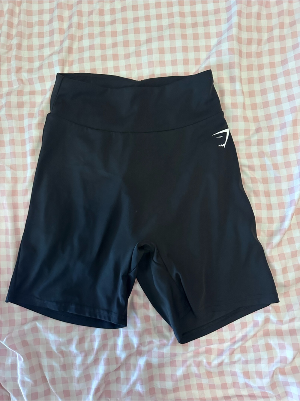 Gymshark Black Athletic Bike Shorts with White Logo